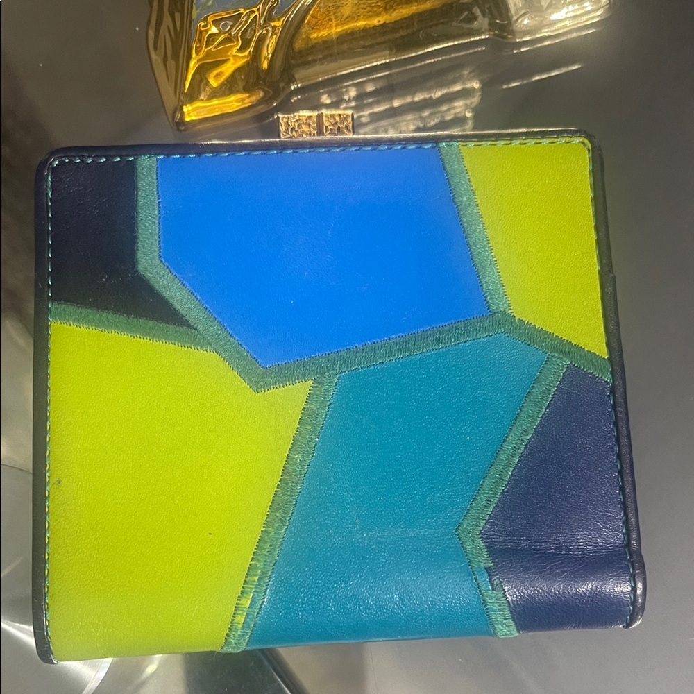 Saint Laurent Blue and Green Geometric Wallet
